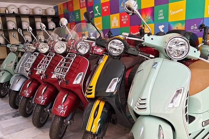 Corfu 300cc Vespa Scooter Rental - Picking up your Vespa on Ioannou Theotoki Street
