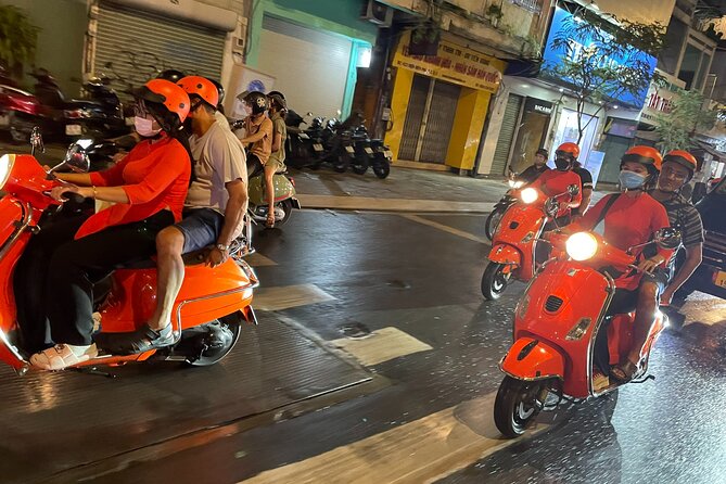 Female Riders Vespa Night Street Food + Train Street food 4 Hours - 6 pm pickup in the Old Quarter