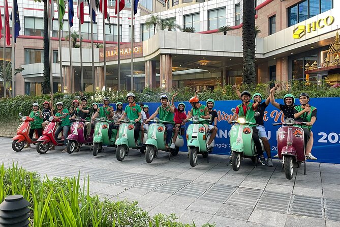 Hanoi Vespa After Dark Street Food Tour -Hidden Gem-Train Street - Ba Dinh Square, the lake, and more street food