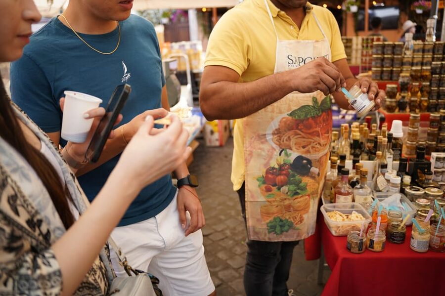 Rome: Guided City Food Tour by Vespa and Tastings - Meeting near Caffe Roma with the red Vespas