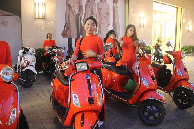 Saigon Vespa By Night Street Food With Female Riders Ao Dai - The ride between stops is part of the meal