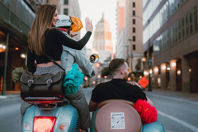 VESPA SiDECAR Tour in San Antonio with Tacos - A Spanish colonial townhouse and the tallest downtown point
